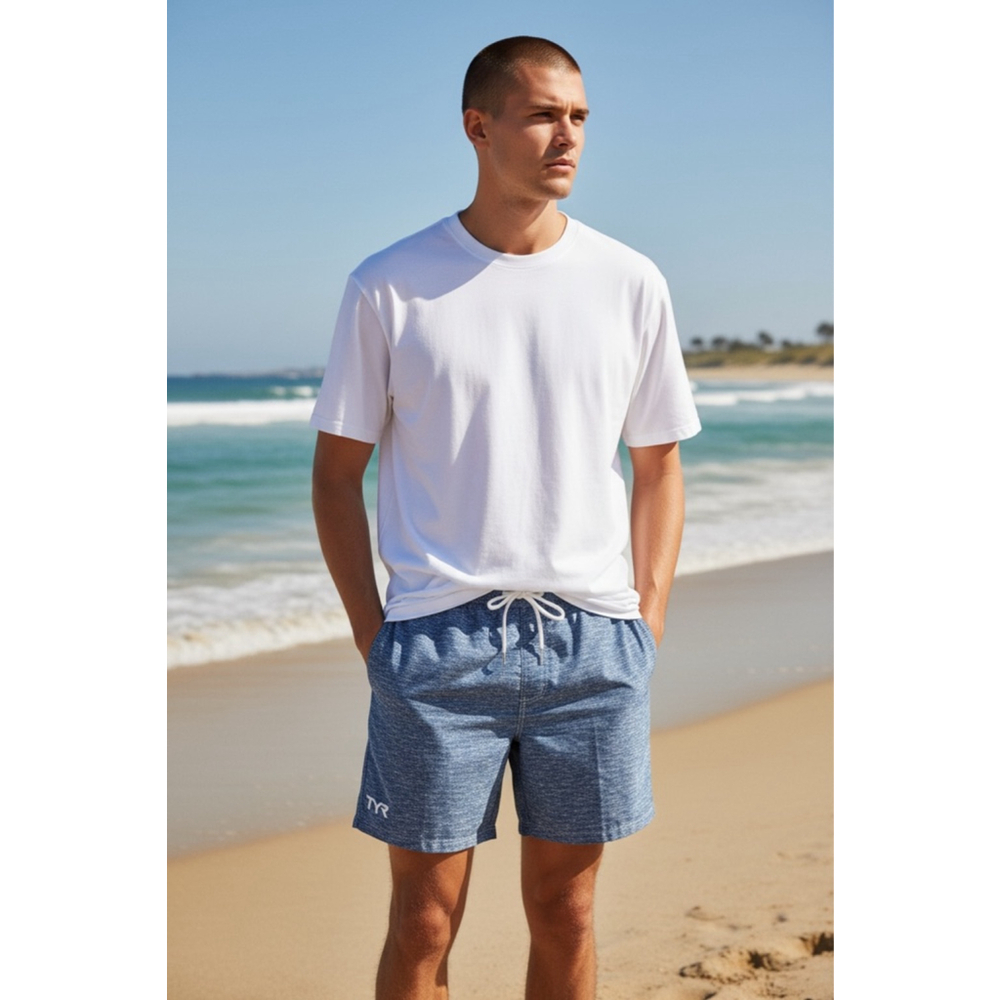 Mens TYR Challenger swim trunk blue gray size small